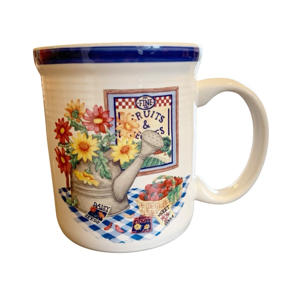 CENTURY STONEWARE | Fruit and Berry Market Mug with Flowers in Watering Can